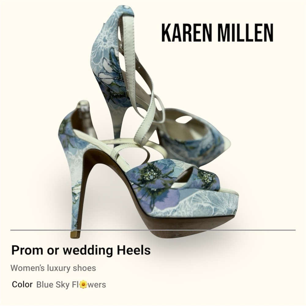 Karen Millen Blue Floral Women's Heels